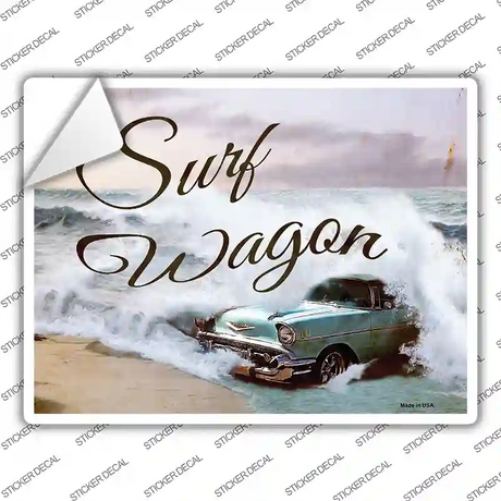 Surf Wagon Vintage Novelty Rectangle Sticker Decal Small