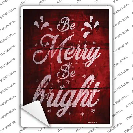 Merry and Bright Red Novelty Rectangle Sticker Decal Small