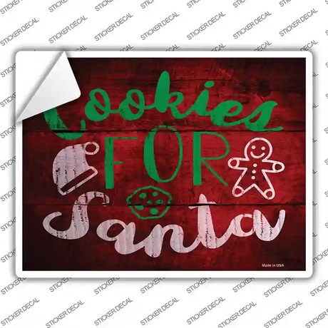 Cookies For Santa Novelty Rectangle Sticker Decal Small