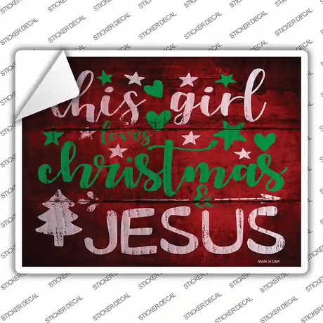 This Girl Loves Christmas Red Novelty Rectangle Sticker Decal Small