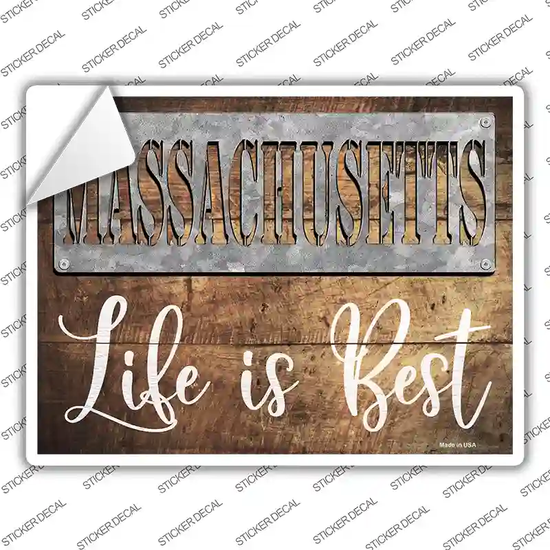 Massachusetts Stencil Life is Best Novelty Rectangle Sticker Decal Small