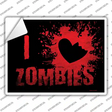 I Love Zombies Novelty Rectangle Sticker Decal Small