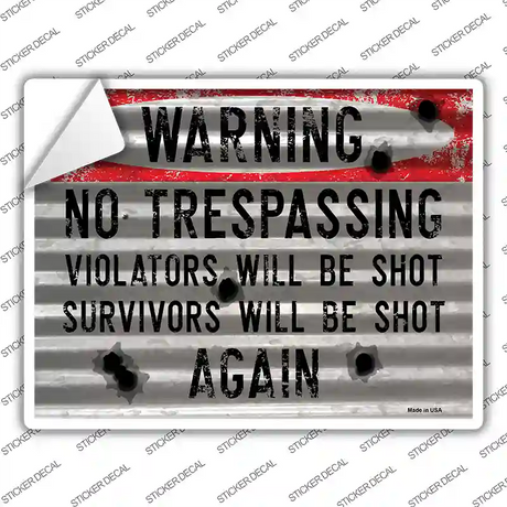 Warning No Trespassing Novelty Rectangle Sticker Decal Small