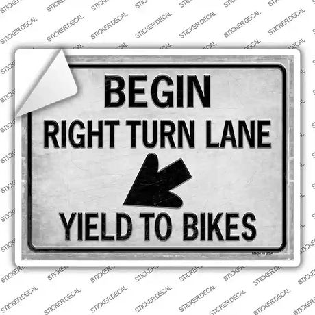 Begin Right Turn Lane Yield To Bikes Novelty Rectangle Sticker Decal