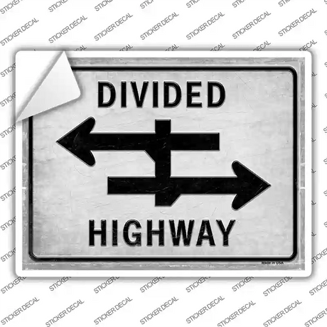 Divided Highway Novelty Rectangle Sticker Decal