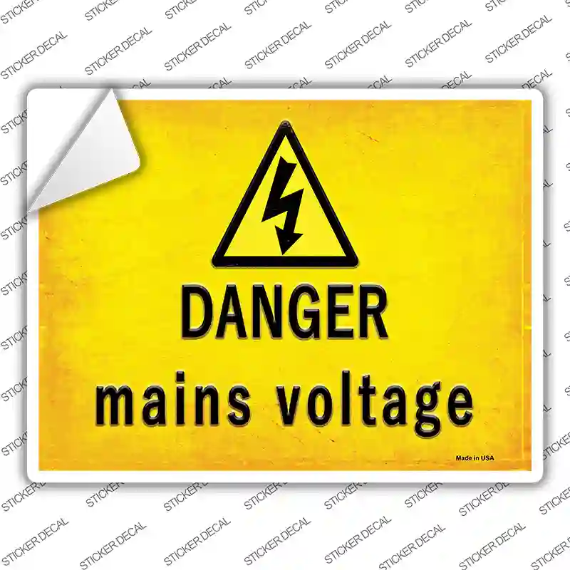 Danger Mains Voltage Novelty Rectangle Sticker Decal