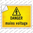 Danger Mains Voltage Novelty Rectangle Sticker Decal