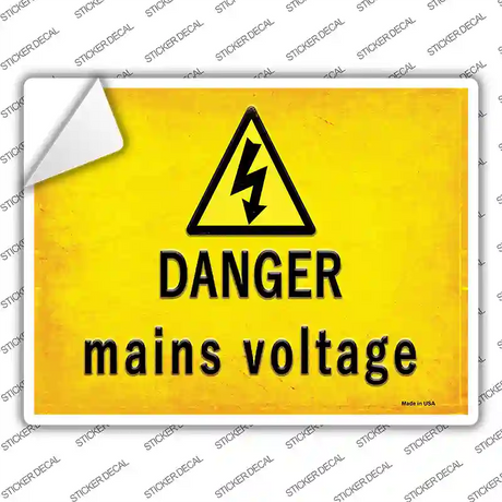 Danger Mains Voltage Novelty Rectangle Sticker Decal