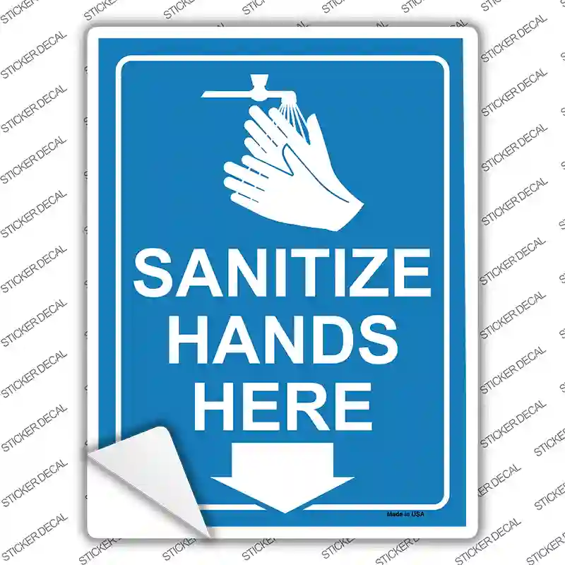 Sanitize Hands Here Novelty Rectangle Sticker Decal