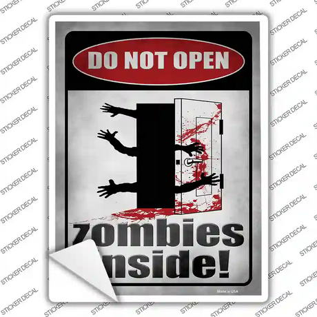 Zombies Inside Novelty Rectangle Sticker Decal Small