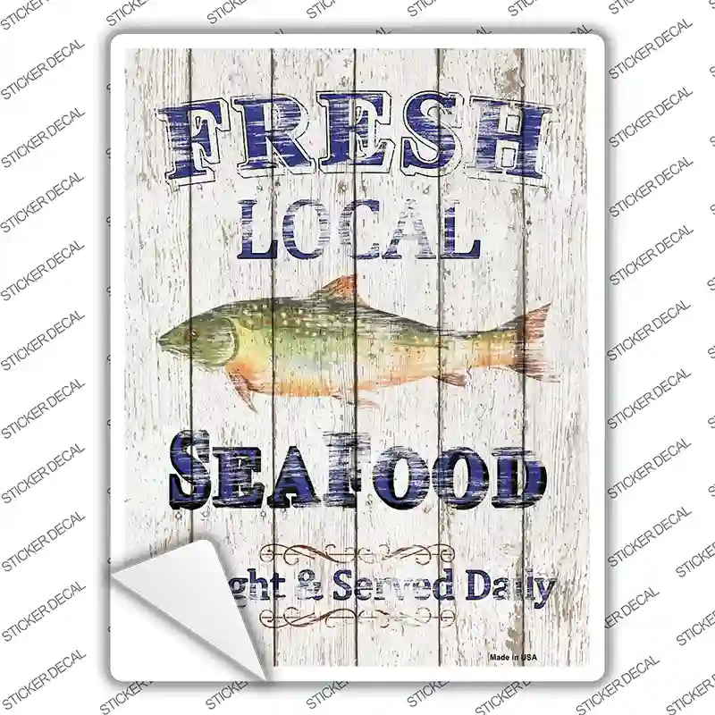 Fresh Local Seafood Novelty Rectangle Sticker Decal Small