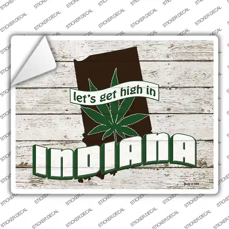 Get High In Indiana Novelty Rectangle Sticker Decal Small