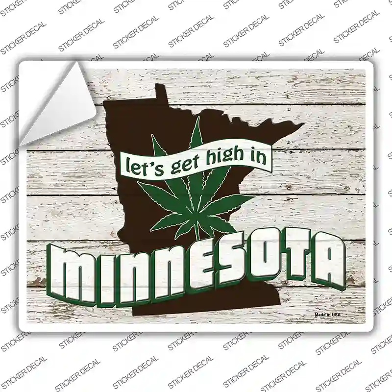 Get High In Minnesota Novelty Rectangle Sticker Decal Small