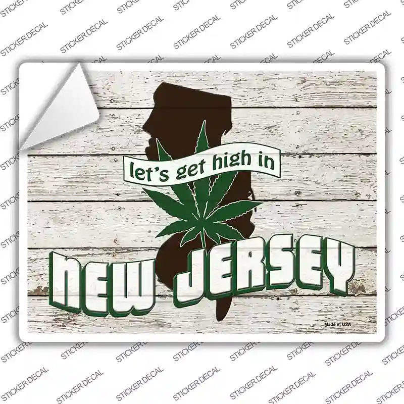 Get High In New Jersey Novelty Rectangle Sticker Decal Small