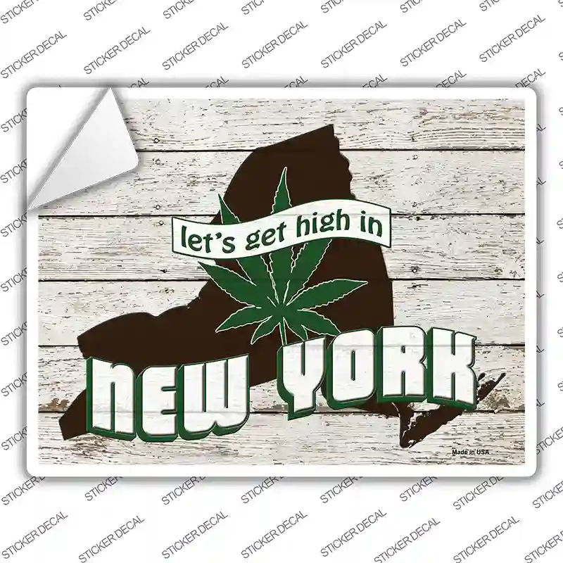 Get High In New York Novelty Rectangle Sticker Decal Small