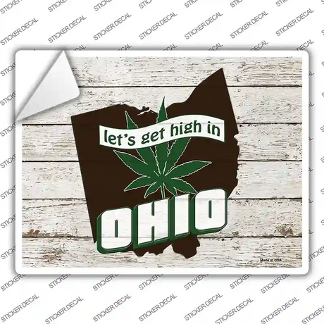 Get High In Ohio Novelty Rectangle Sticker Decal Small