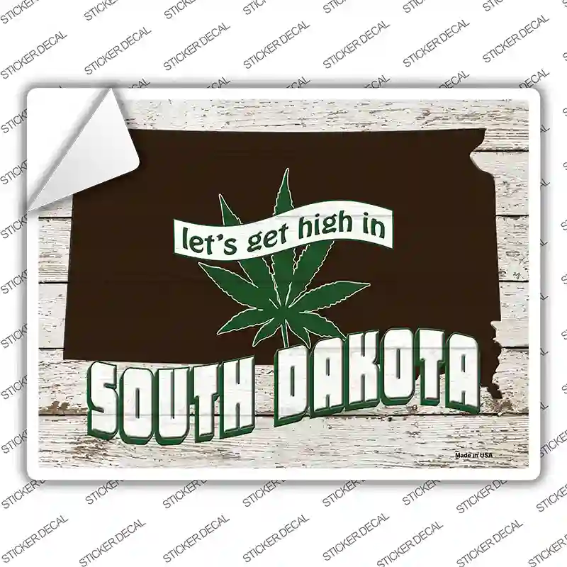 Get High In South Dakota Novelty Rectangle Sticker Decal Small