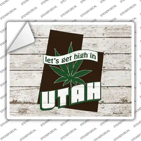 Get High In Utah Novelty Rectangle Sticker Decal Small