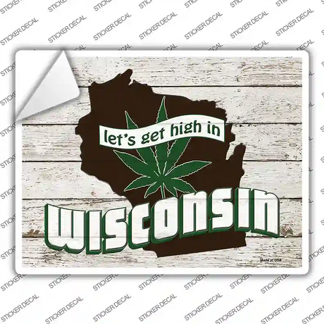 Get High In Wisconsin Novelty Rectangle Sticker Decal Small