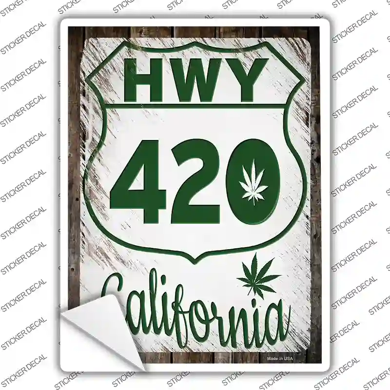 HWY 420 California Novelty Rectangle Sticker Decal Small