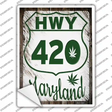 HWY 420 Maryland Novelty Rectangle Sticker Decal Small