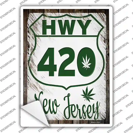 HWY 420 New Jersey Novelty Rectangle Sticker Decal Small