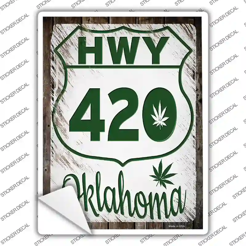 HWY 420 Oklahoma Novelty Rectangle Sticker Decal Small