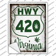 HWY 420 Virginia Novelty Rectangle Sticker Decal Small