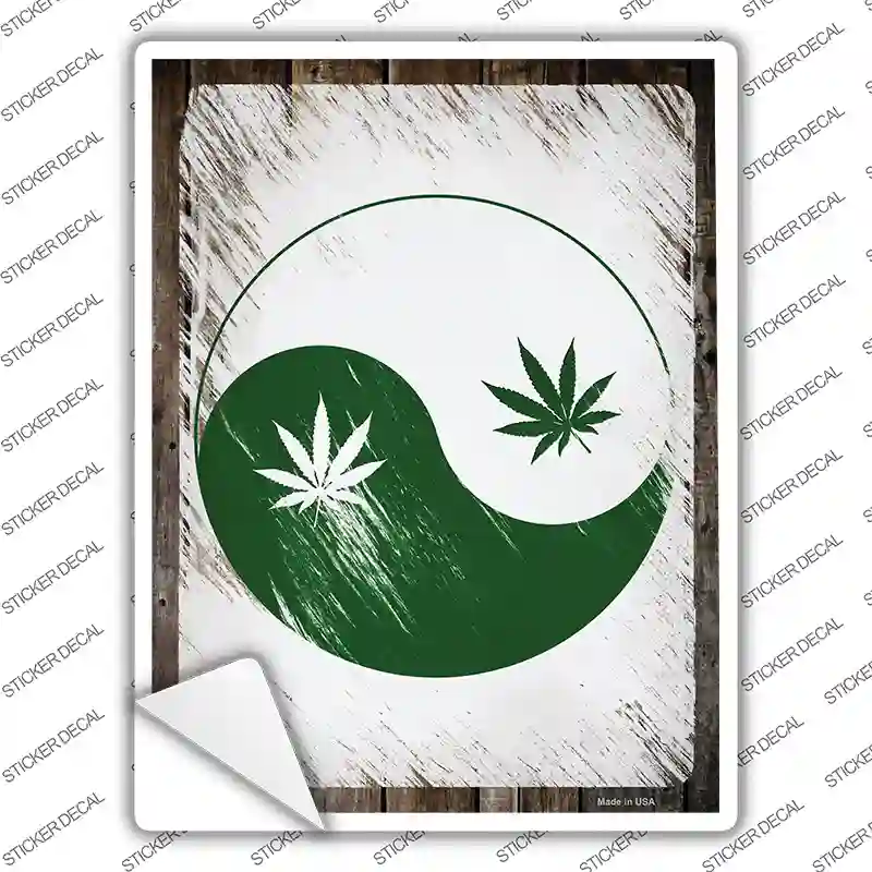 Yin Yang Weed Novelty Rectangle Sticker Decal Small