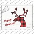 Happy Holidays Red Plaid Novelty Rectangle Sticker Decal Small