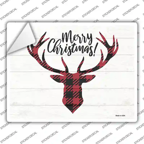 Merry Christmas Reindeer Novelty Rectangle Sticker Decal Small