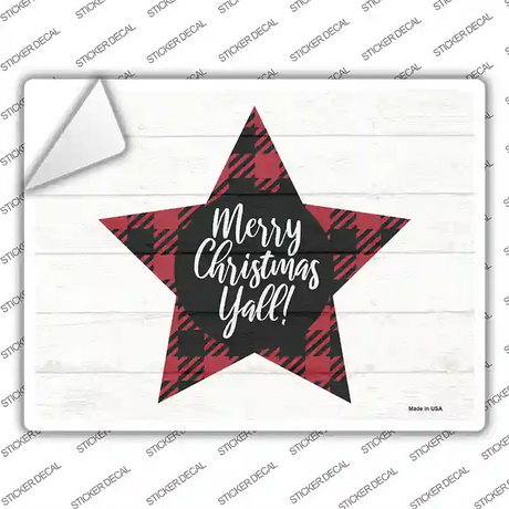 Merry Christmas Yall Novelty Rectangle Sticker Decal Small