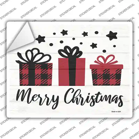 Merry Christmas Presents Novelty Rectangle Sticker Decal Small