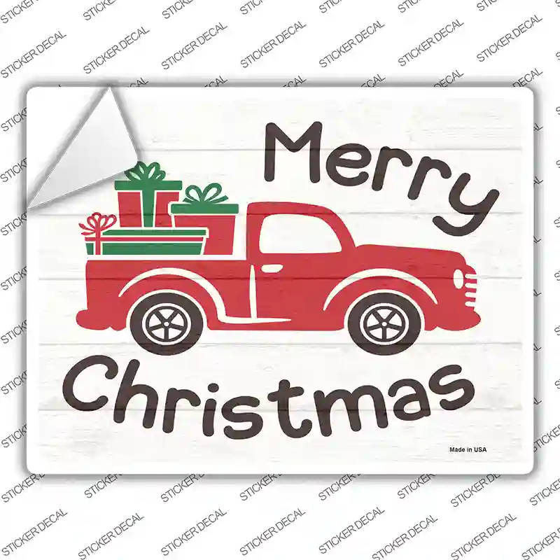 Merry Christmas Hauling Presents Novelty Rectangle Sticker Decal Small