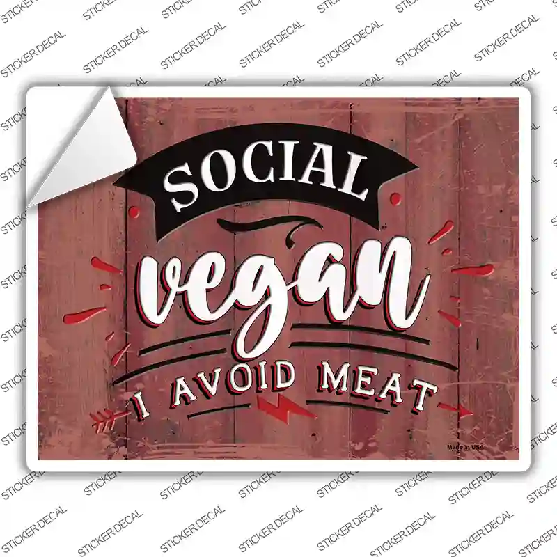 Social Vegan Novelty Rectangular Sticker Decal