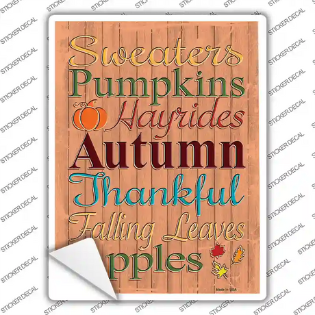 Sweaters Pumpkins Autumn Novelty Rectangular Sticker Decal Small