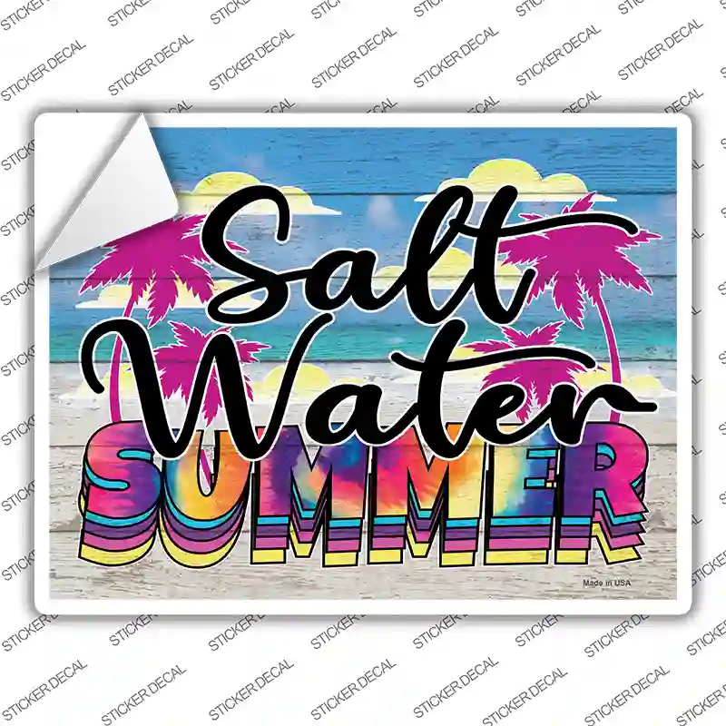 Salt Water Summer Tie Dye Novelty Rectangle Sticker Decal Small