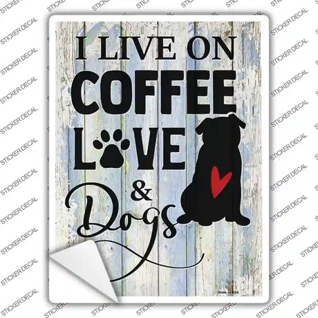 Coffee Love Dogs Novelty Rectangle Sticker Decal Small