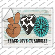 Peace Love Turquoise Novelty Rectangle Sticker Decal