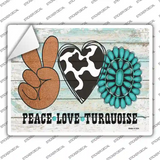 Peace Love Turquoise Novelty Rectangle Sticker Decal