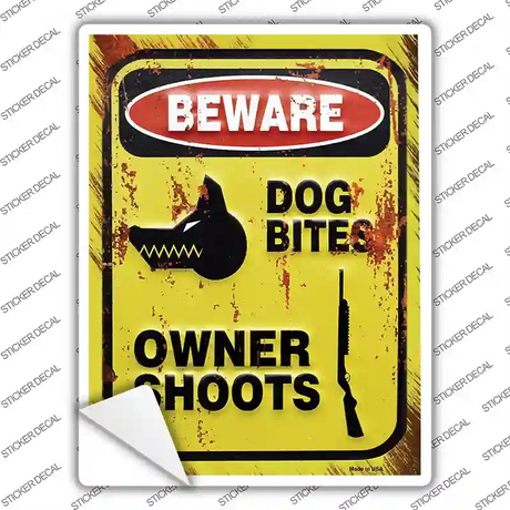 Beware Dog Bites Novelty Rectangle Sticker Decal Small