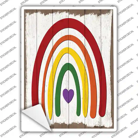 Rainbow With Heart Novelty Rectangle Sticker Decal Small