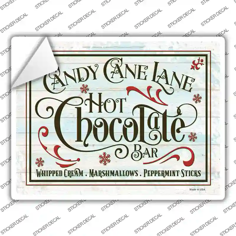 Candy Cane Lane Hot Chocolate Bar Novelty Rectangle Sticker Decal Small