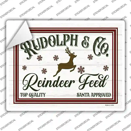 Rudolph and Co Reindeer Feed Novelty Rectangle Sticker Decal Small