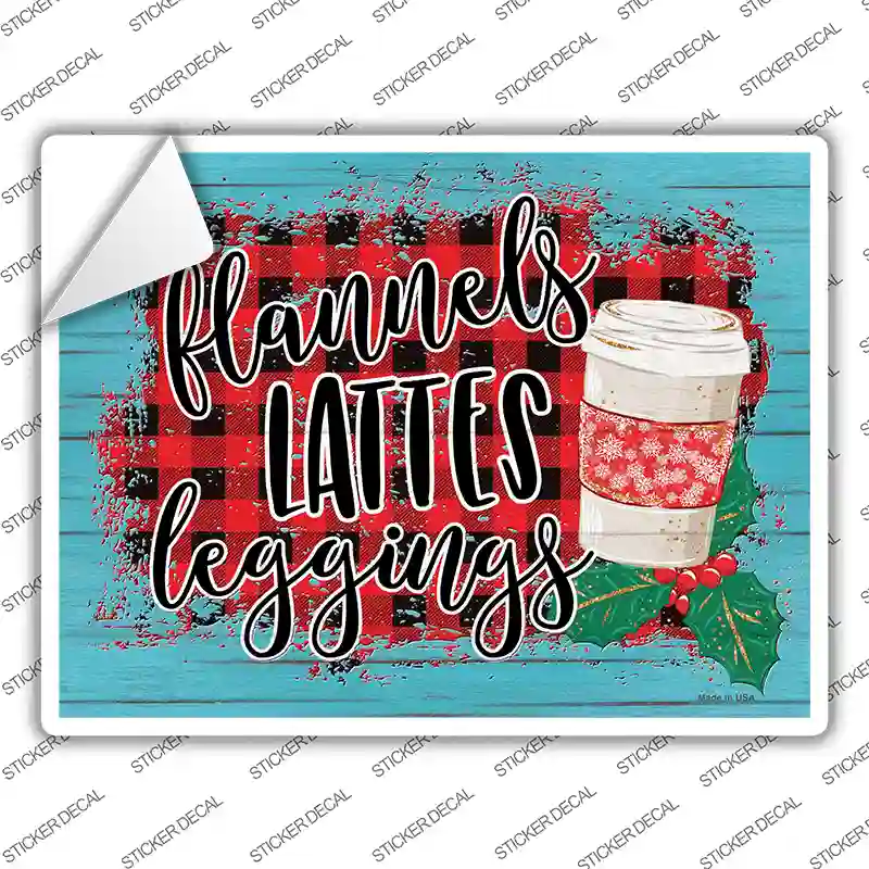 Flannels Lattes Leggings Novelty Rectangle Sticker Decal Small