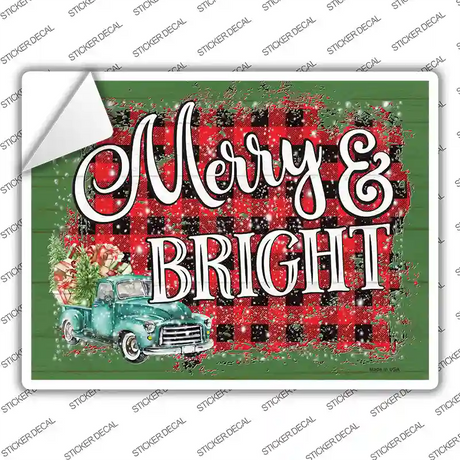 Merry and Bright Novelty Rectangle Sticker Decal Small