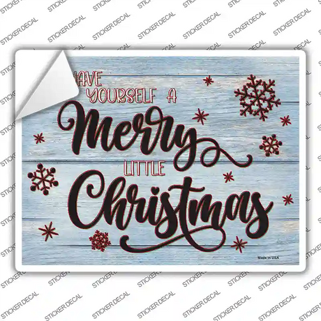 Merry Little Christmas Blue Novelty Rectangle Sticker Decal Small