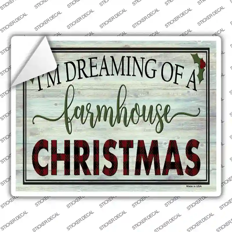 Dreaming of Farmhouse Christmas Novelty Rectangle Sticker Decal Small