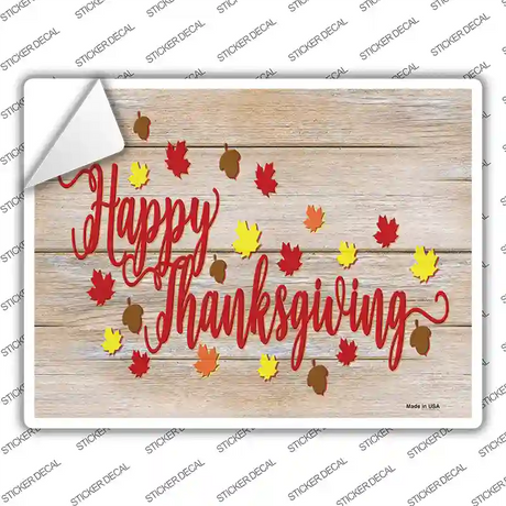 Happy Thanksgiving Leaves Novelty Rectangle Sticker Decal Small