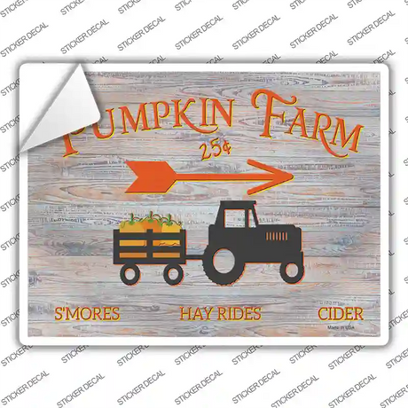 Pumpkin Farm Tractor Novelty Rectangle Sticker Decal Small